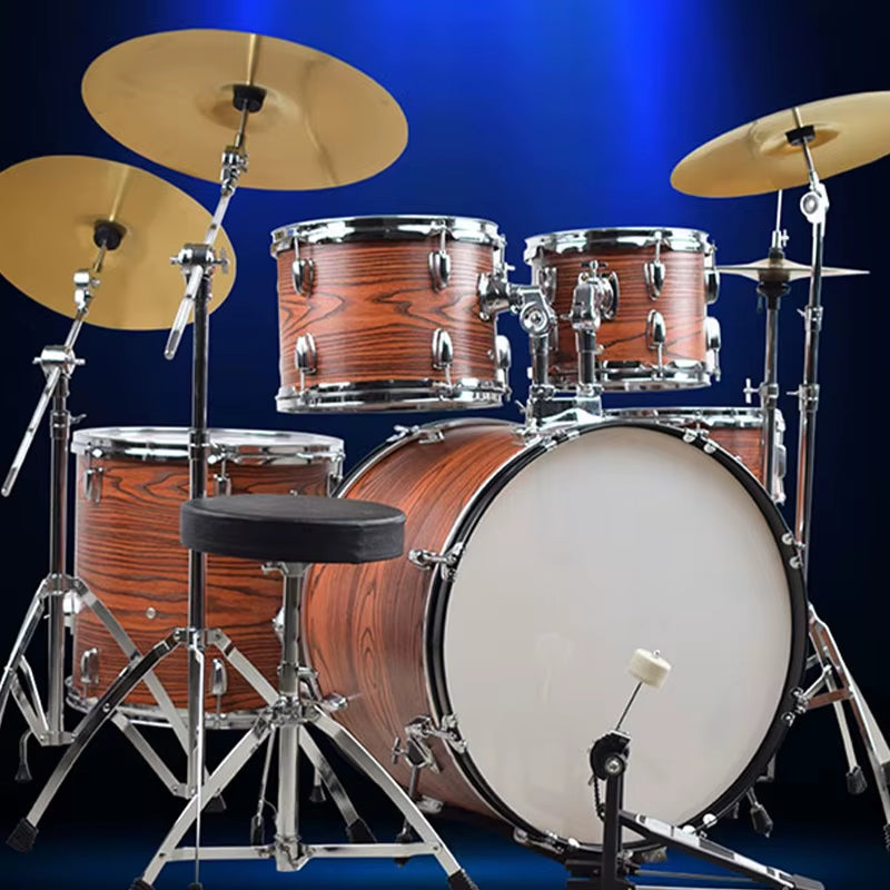 Adult Drum Set Jazz Drum Kit 5 Drums 3 Cymbals Beginner Children Entry-Level Practice Performance Drums Percussion Instrument