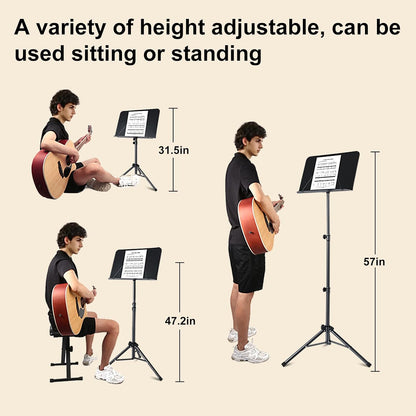 Sheet Music Stand,5 in 1 Dual-Use Folding Sheet Music Stand & Desktop Book Stand