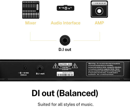 DKA-20 Keyboard Amplifier 20 Watt AMP with Aux in and Two Channels, Bass Guitar Amp, Piano Amplifier, Electronic Drum Speaker Support for Microphone Input TV Computer