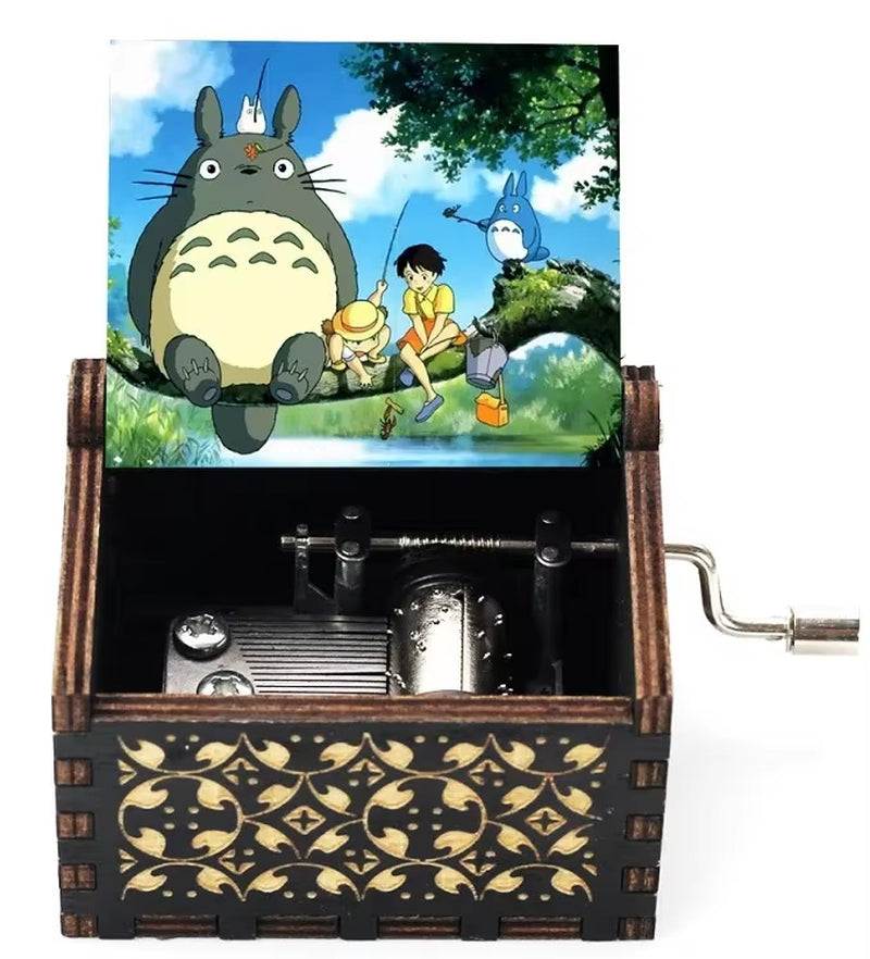 2025 HOT NEW Good Play Toy Wooden Painted Music Box, Totoro Music Gift, Ornament, Light Luxury Wooden Hand Cranked Music Box