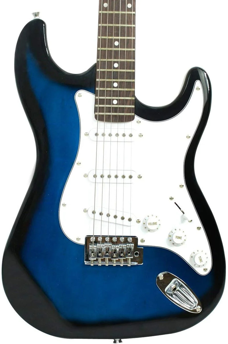 39" Full Size Electric Guitar with Amp, Case and Accessories Pack Beginner Starter Blue