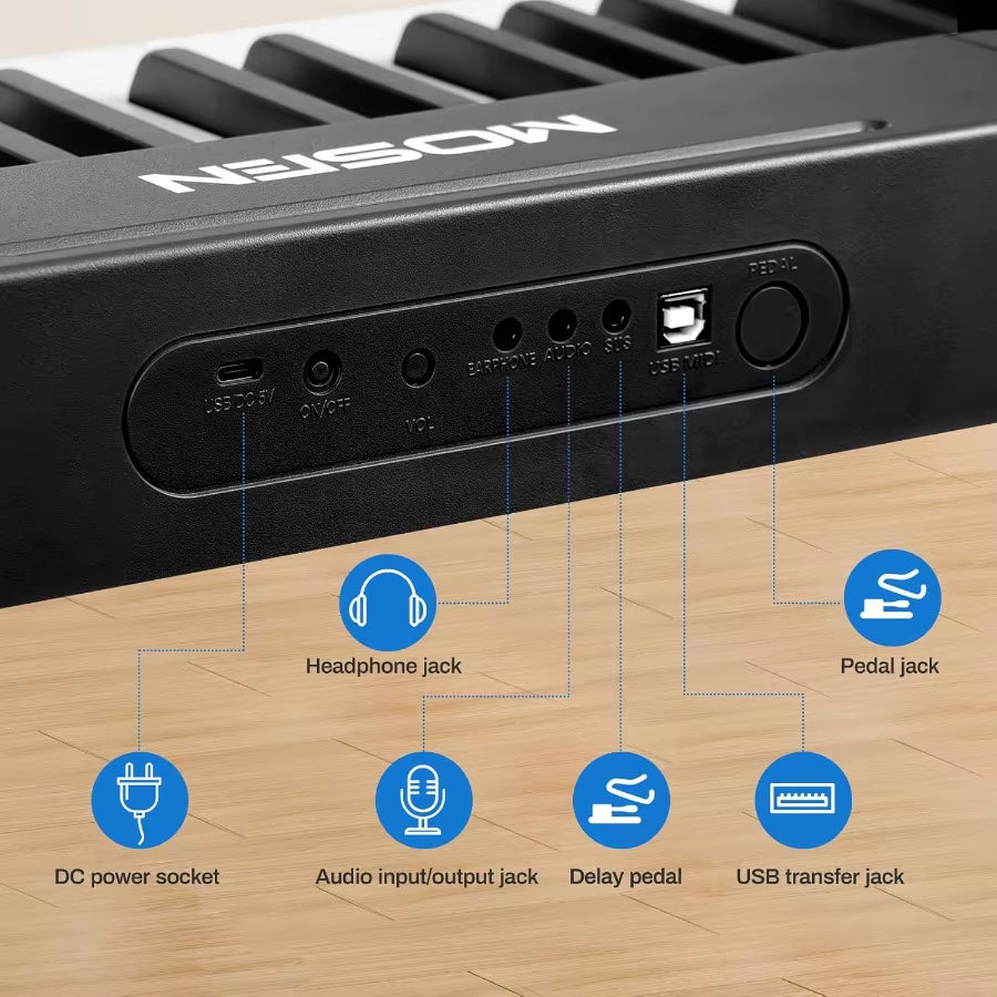 88Key Digital Piano Keyboard with Semiweighted Keys for Realistic Piano Playing Experience Featuring Double Keyboard Design LED