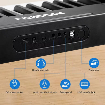 88Key Digital Piano Keyboard with Semiweighted Keys for Realistic Piano Playing Experience Featuring Double Keyboard Design LED