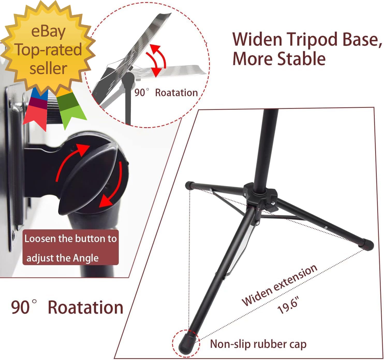 Sheet Music Stand with Light & Phone Holder, 57" Music Stand for Sheet Music Hig