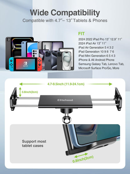 Metal Ipad Mic Stand Holder, 360° Swivel Tilt Microphone Stand Phone Holder M...