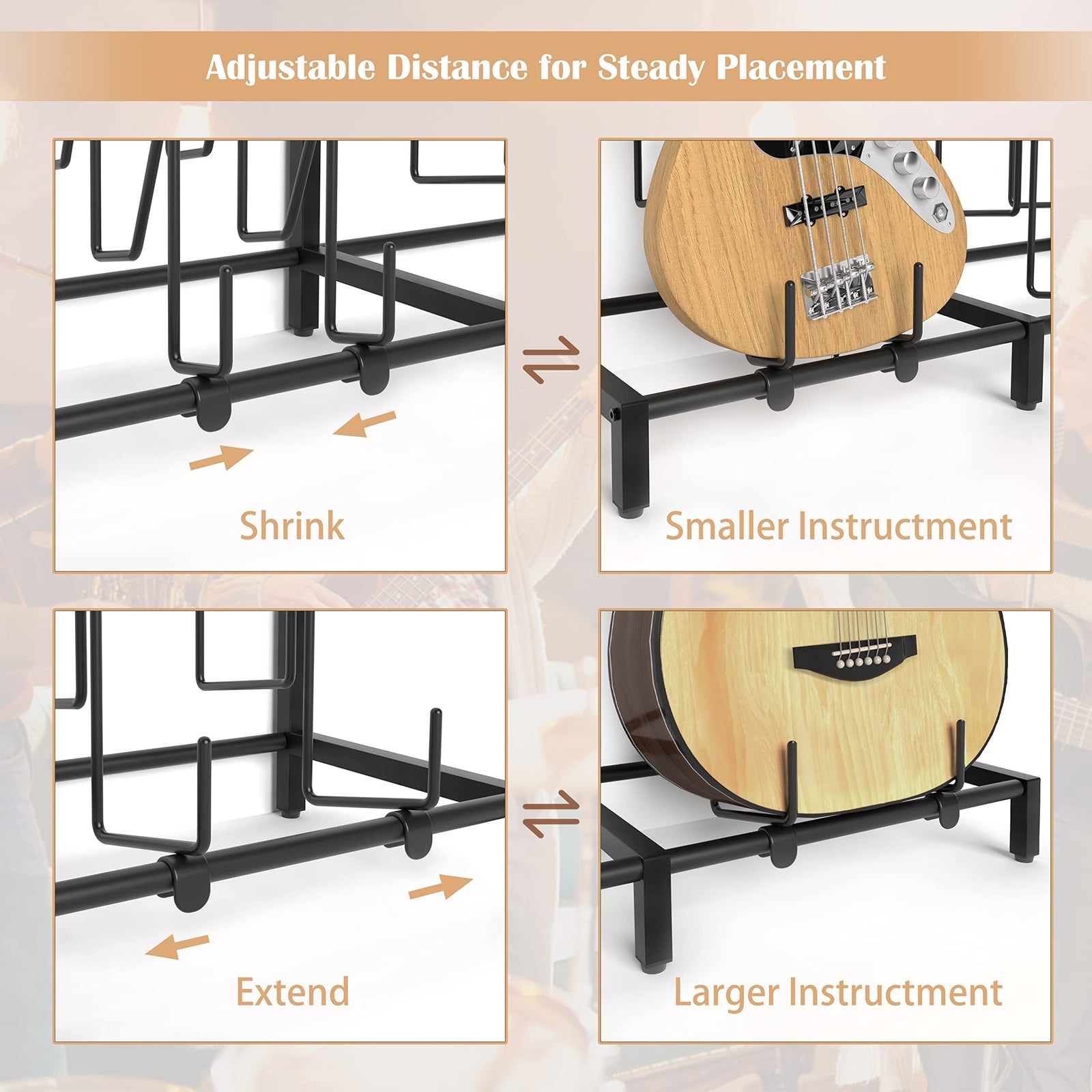 Guitar Stand 7-Holder for Acoustic Electric Bass Rack Adjustable for Multiple