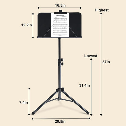 Sheet Music Stand,5 in 1 Dual-Use Folding Sheet Music Stand & Desktop Book Stand