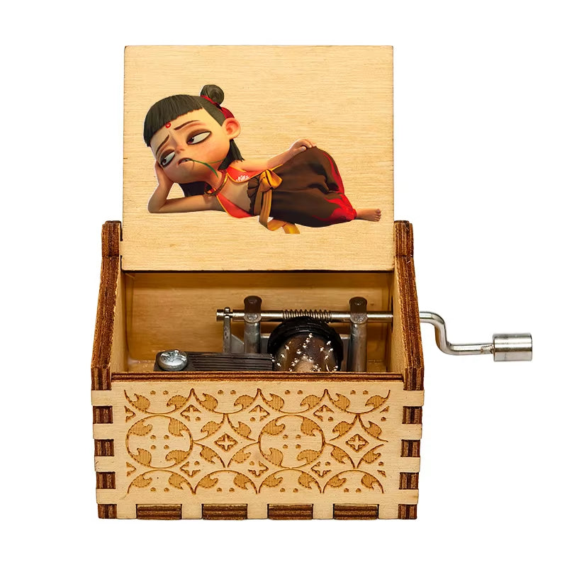 Hand Cranked Wooden Music Box, Anime, Cartoon, Painted, Carved, Music Box, Holiday Gift