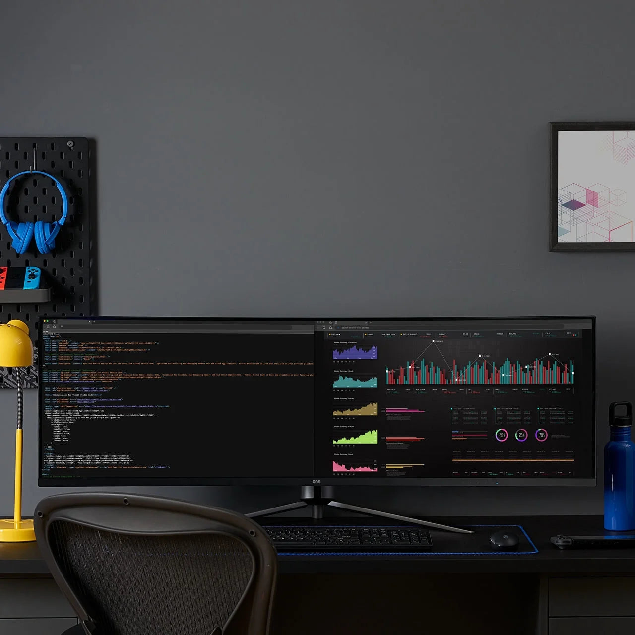 49" 3840 X 1080P Curved Dual FHD Gaming Monitor, Black, 100133225