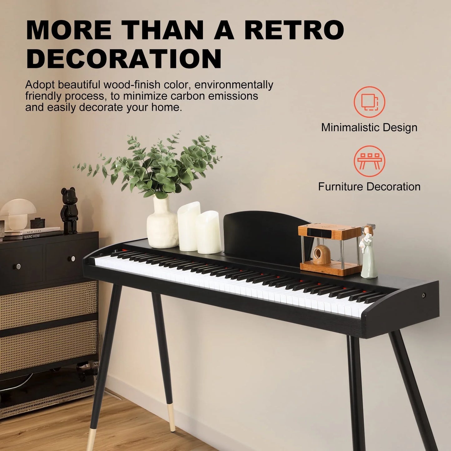 88 Key Digital Piano Keyboard Full-Size Semi-Weighted Electric Piano with Sustain Pedal, Music Rest, Black