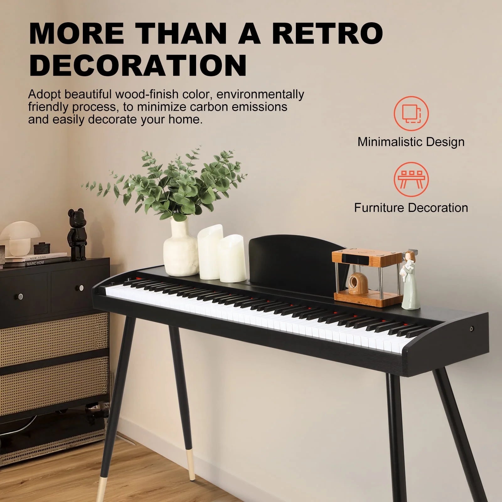 88 Key Digital Piano Keyboard Full-Size Semi-Weighted Electric Piano with Sustain Pedal, Music Rest, Black