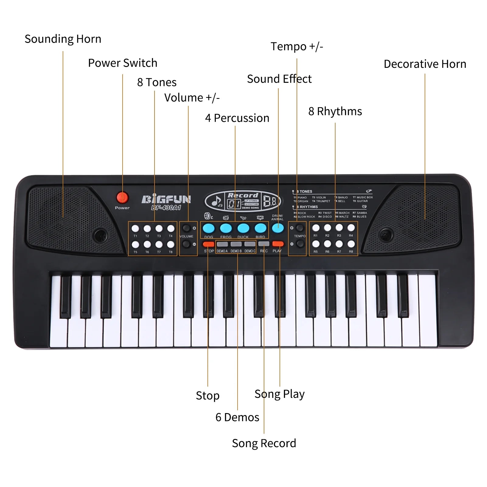 Kid Keyboard Piano, 37 Key Portable Electronic Piano Keyboard with Microphone Musical Instrument Educational Toys for Kids Boys Girls