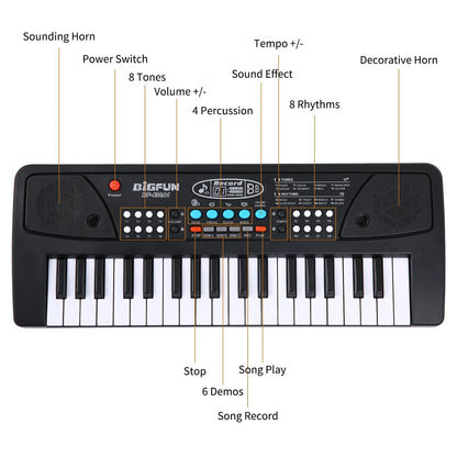 Kid Keyboard Piano, 37 Key Portable Electronic Piano Keyboard with Microphone Musical Instrument Educational Toys for Kids Boys Girls