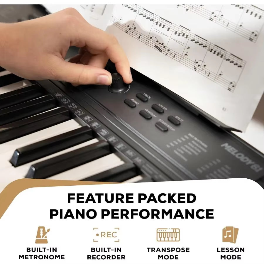 Alesis Melody 61 MK4 Keyboard Piano for Beginners with 61 Keys Speakers Tablet Sheet Music Stand 300 Sounds and Music Lessons D