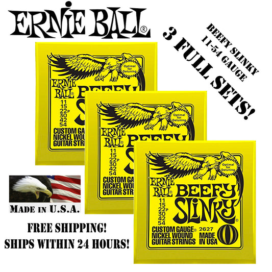 ** 3 SETS! ERNIE BALL BEEFY SLINKY ELECTRIC GUITAR STRINGS 2627 **