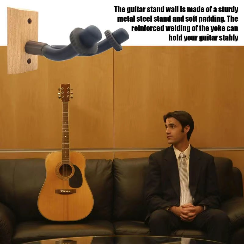Guitar Hangers Hook Wood Guitar Wall Display Bracket Reusable Hard Wood Base Guitar Wall Hooks for Acoustic Guitars Ukulele