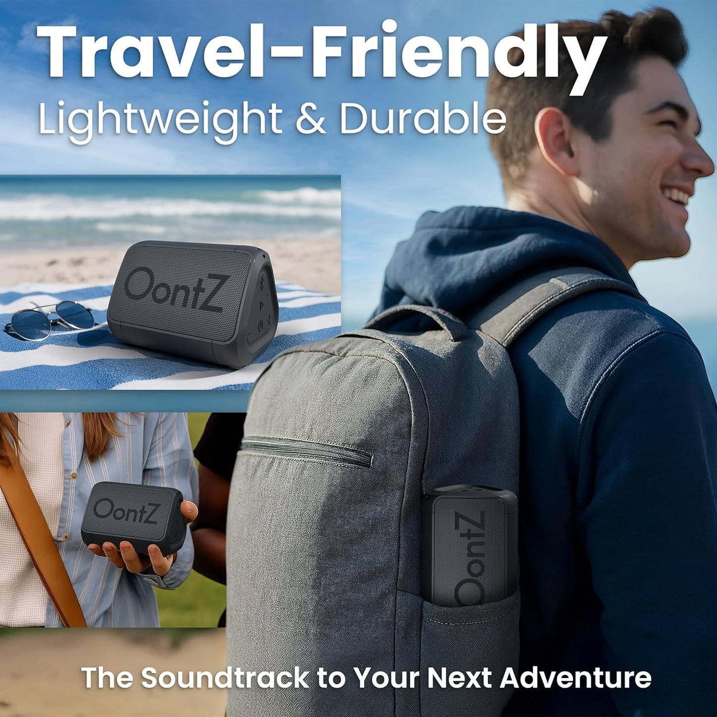 Oontz Solo Portable Bluetooth Speaker - Ultra Portable, 14 Hours of Playtime, 100Ft Wireless Range, Waterproof, Budget-Friendly Speaker for Travel, Outdoor or Home, Great Gift (Black)