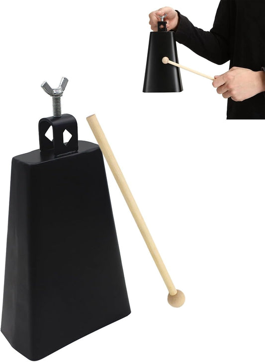 Metal Iron Cowbell 7 Inch, Metal Steel Cow Bells Large Noise Makers Hand Percuss