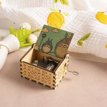 2025 HOT NEW Good Play Toy Wooden Painted Music Box, Totoro Music Gift, Ornament, Light Luxury Wooden Hand Cranked Music Box