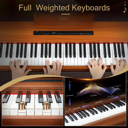 88 Keys Full Weighted Keyboards Digital Piano with Furniture Stand, Brown