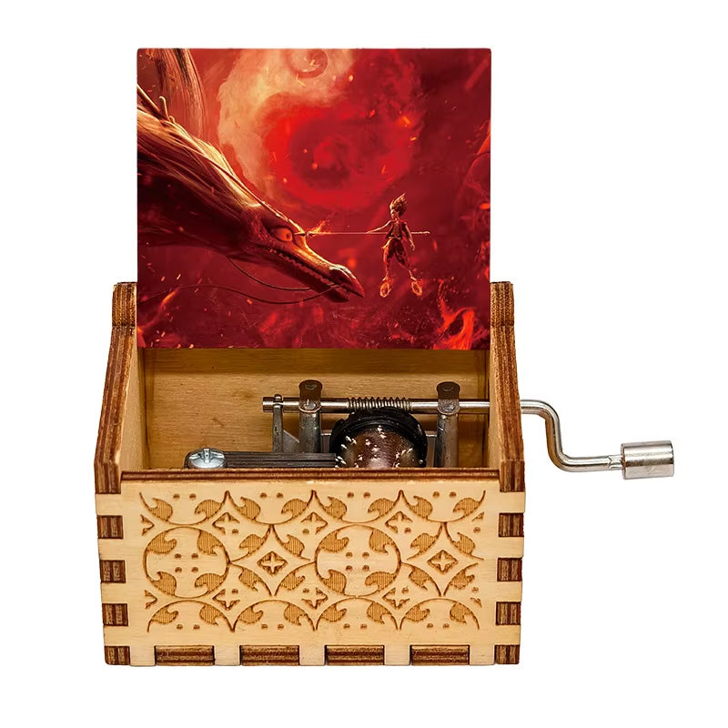 Hand Cranked Wooden Music Box, Anime, Cartoon, Painted, Carved, Music Box, Holiday Gift