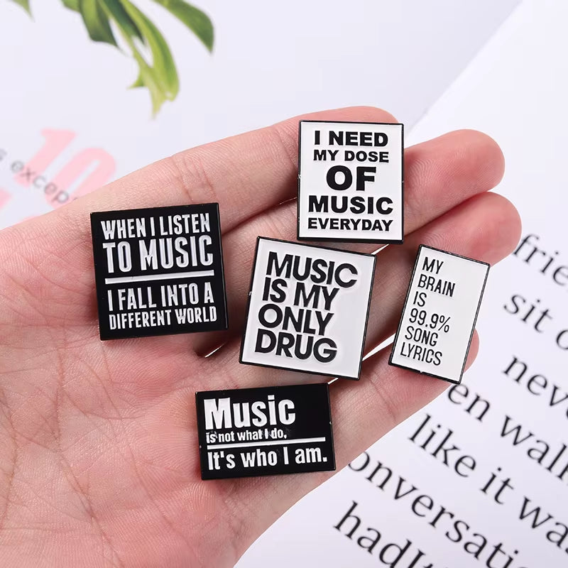 Cool Quotes about Music Enamel Pins Need Music Everyday Brooches Bag Hat Lapel Pin Badge Men Women Jewelry Gift for Music Lover