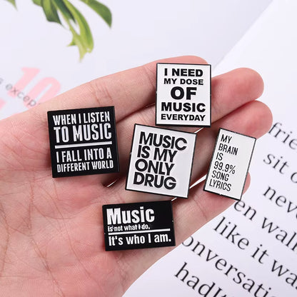 Cool Quotes about Music Enamel Pins Need Music Everyday Brooches Bag Hat Lapel Pin Badge Men Women Jewelry Gift for Music Lover