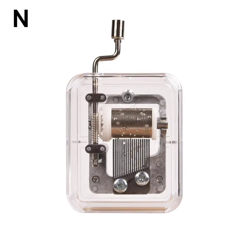 Mini Music Box Hand Cranking Music Movement Transparent DIY Music Box for Christmas Gift Merry Christmas a Variety of Music