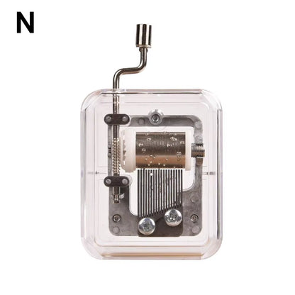 Mini Music Box Hand Cranking Music Movement Transparent DIY Music Box for Christmas Gift Merry Christmas a Variety of Music