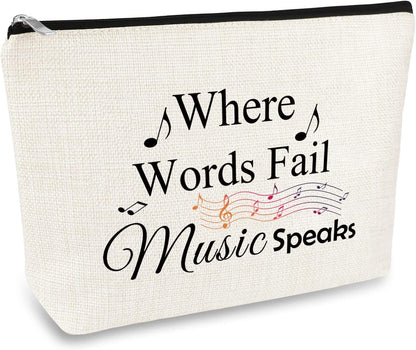 Music Gift for Women Makeup Bag Musical Lover Gifts Cosmetic Bag Music Teacher Appreciation Thank You Gift Christmas Birthday Gifts for Musical Teacher Student Musicians Travel Toiletry Bags