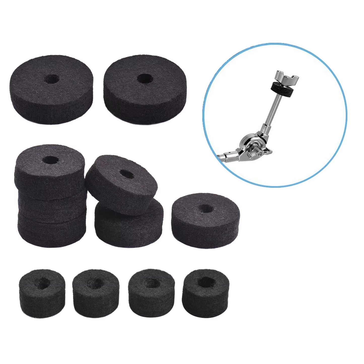 23Pcs Cymbal Replacement Accessories Drum Parts with Cymbal Stand Felts Drum Cymbal Felt Pads Include Wing Nuts Washers Cymbal