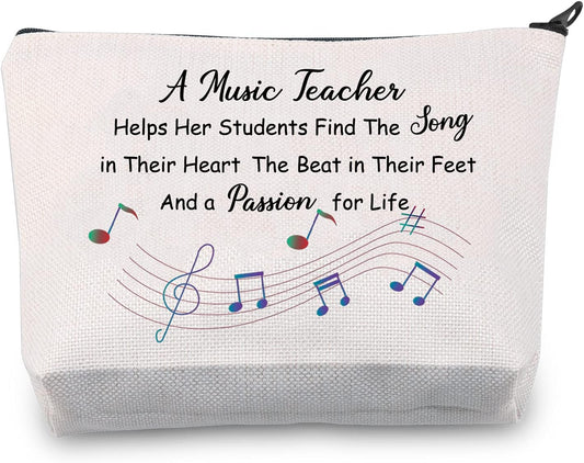 Music Teacher Gifts Music Teacher Bag Makeup Cosmetic Pouch Music Teacher Appreciation Gifts for Women Music Teacher Travel Toiletry Bag Pencil Pouch (Music Teacher Cosmetic Bag)