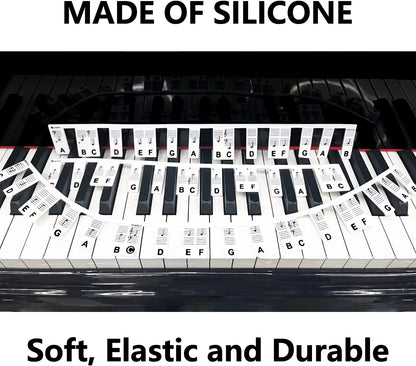 Piano Keyboard Stickers for 88/61 Key, Silicone Removable Piano Keyboard Note Labels for Learning Piano Beginner
