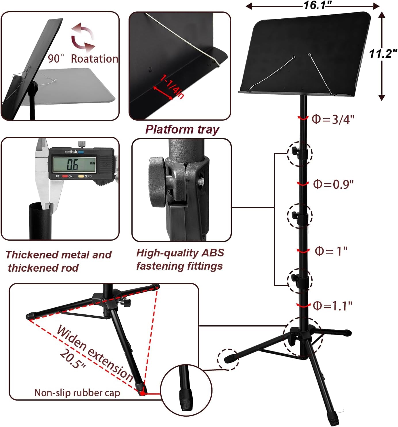 70IN Sheet Music Stand, Tall Music Stand for Sheet Music Height- Adjustable Musi