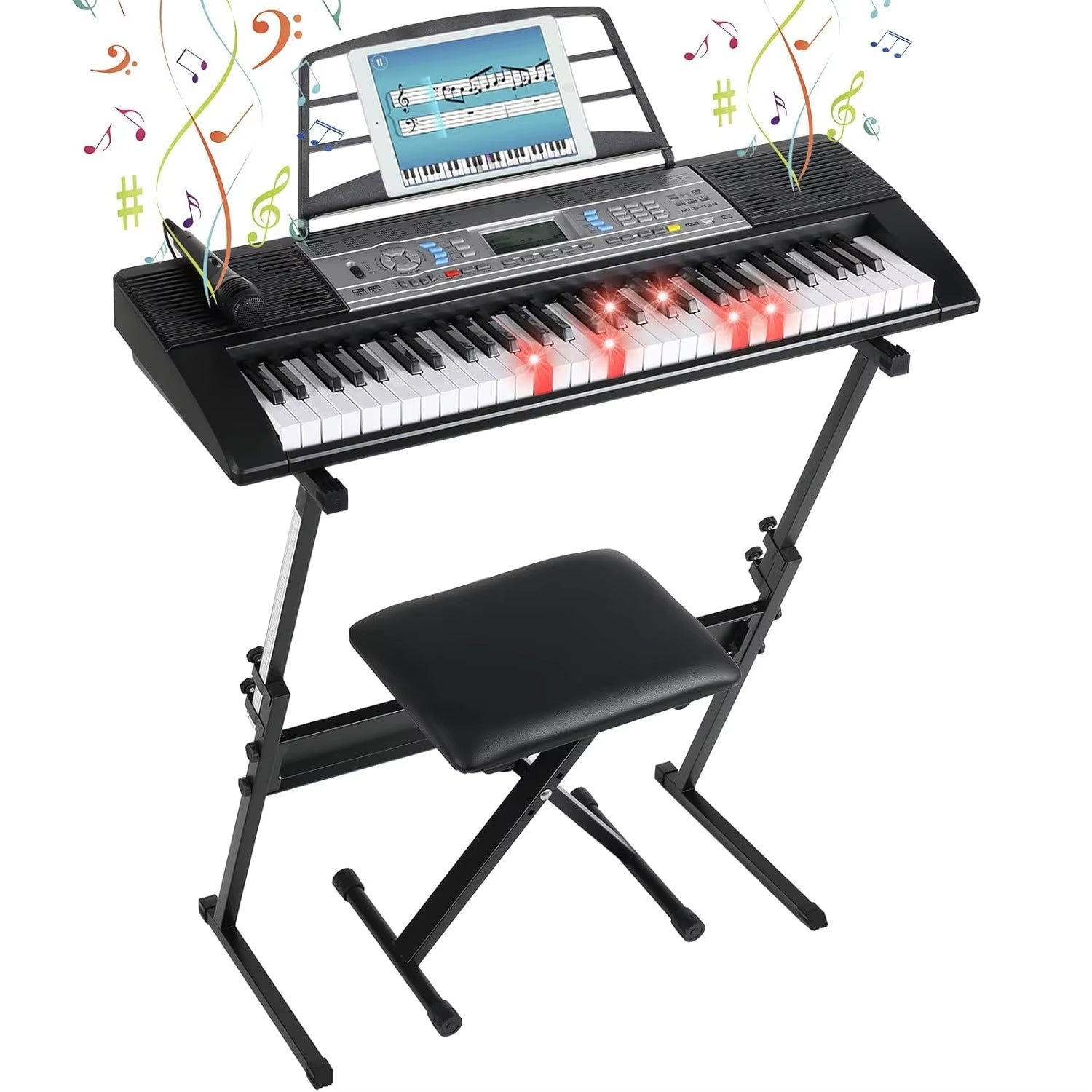 Keyboard Piano Digital Piano 61 Keys, Electric Piano Keyboard for Beginners, 300 Sounds & Teaching Function, Electronic Keyboard