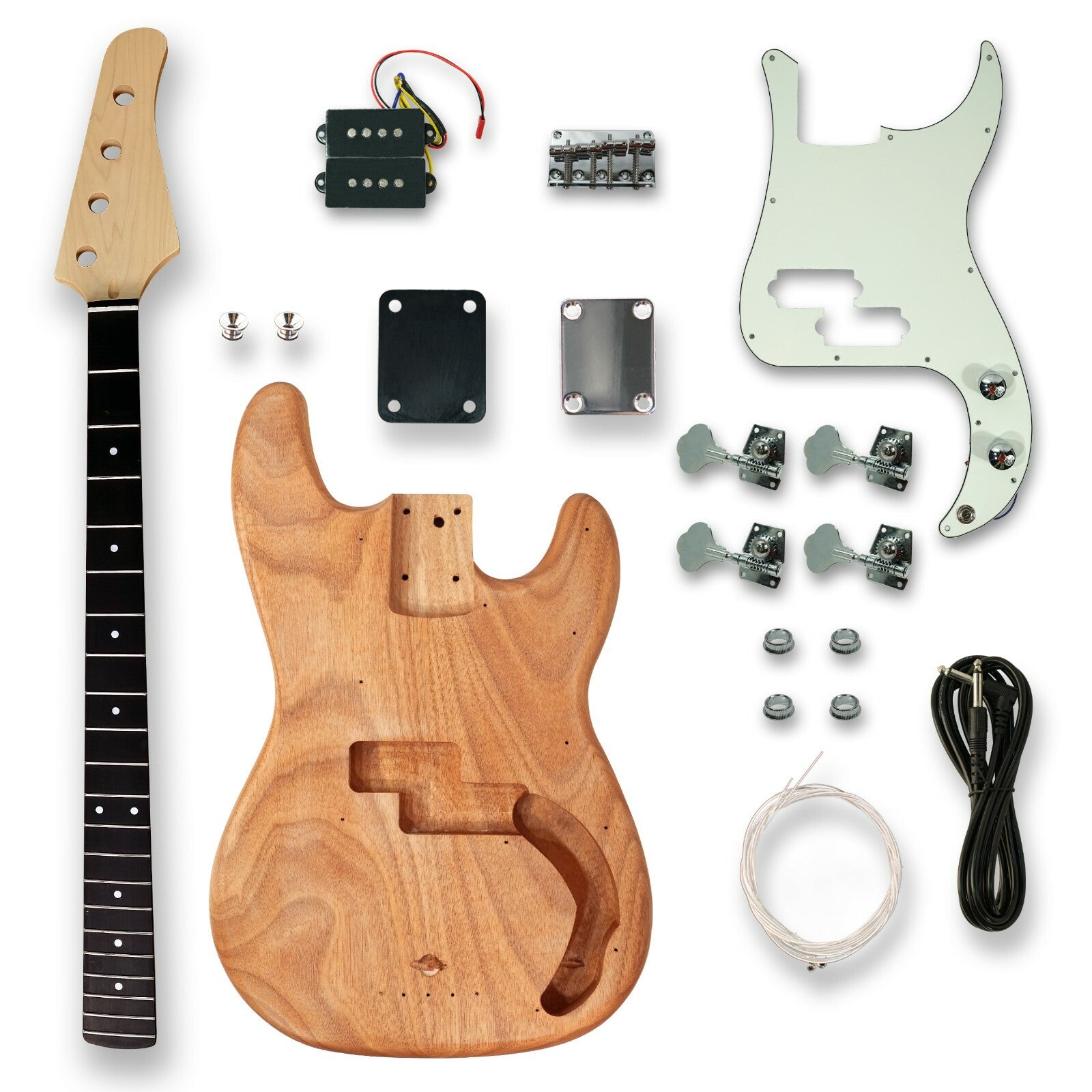DIY Bass Guitar Unfinished Electric Guitar Kit Okoume Body Maple Neck