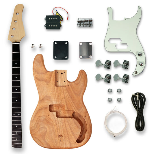 DIY Bass Guitar Unfinished Electric Guitar Kit Okoume Body Maple Neck