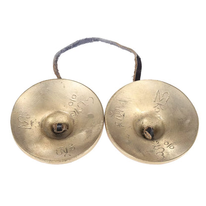 2.6In/6.5Cm Handcrafted Tibetan Meditation Tingsha Cymbal Bell with Buddhist the Eight Auspicious Symbols