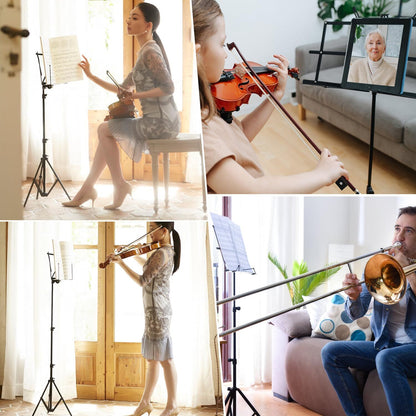 1 Pack Music Stand 2 in 1 Dual-Use Folding Sheet Music Stand Lightweigh...