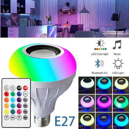 Bluetooth Music Bulb Remote Control Led Music Bulb Rgb Colorful Music Bulb Lamp E27 12W Led Rgb Dimmable LED Bulb for Home Party