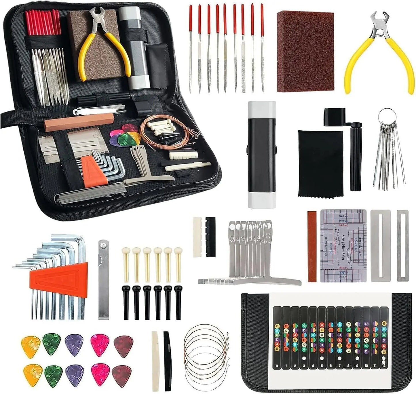 72PCS Guitar Repair Tool Kit Guitar Maintenance Tool Set for Guitar Ukulele Bass Banjo Luthier Tools Guitar Repair Tool Kit