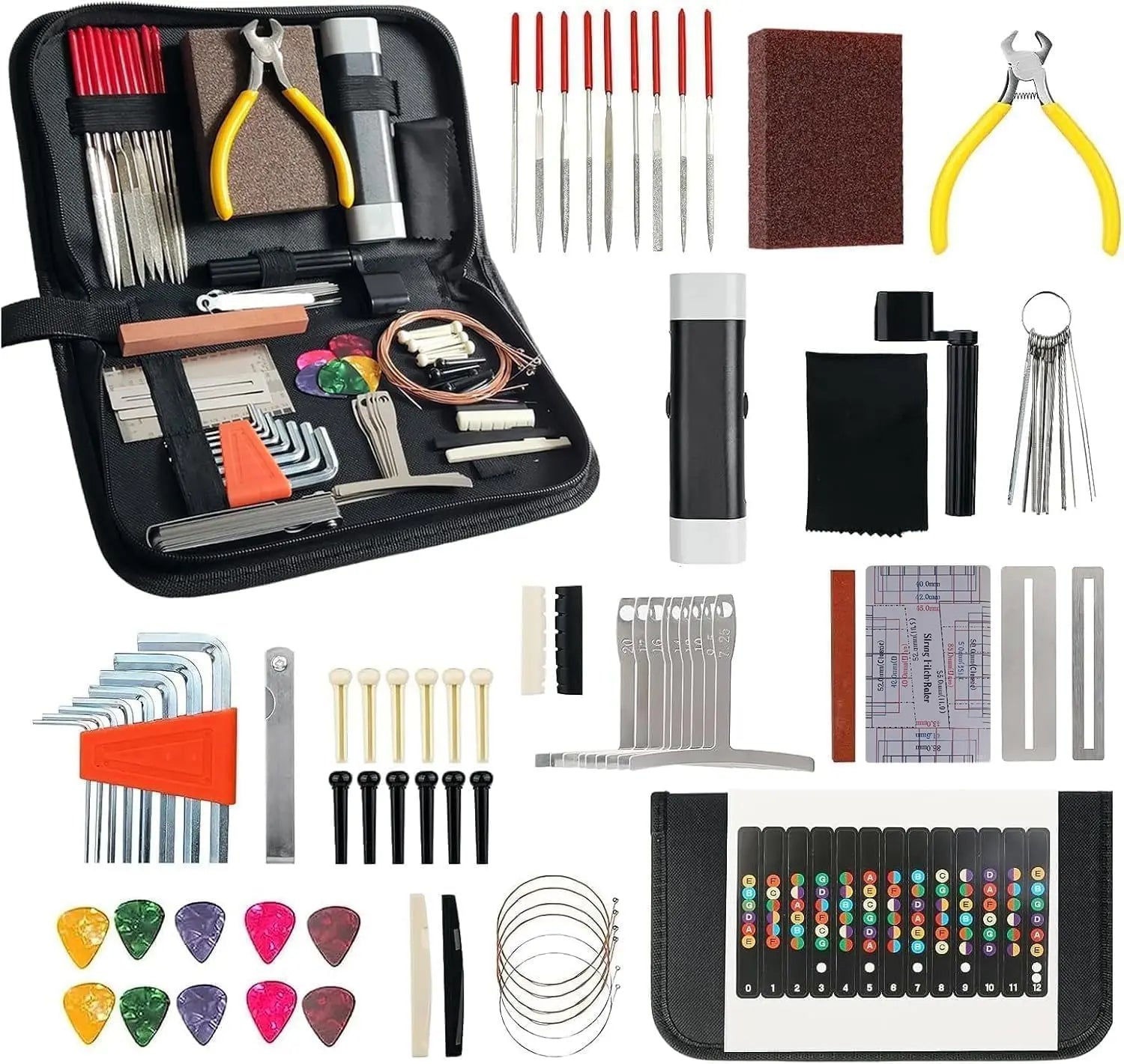 72PCS Guitar Repair Tool Kit Guitar Maintenance Tool Set for Guitar Ukulele Bass Banjo Luthier Tools Guitar Repair Tool Kit