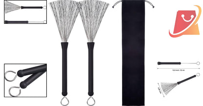 Comfortable Retractable Drum Brushes with Velvet Bag - Perfect for Drummers