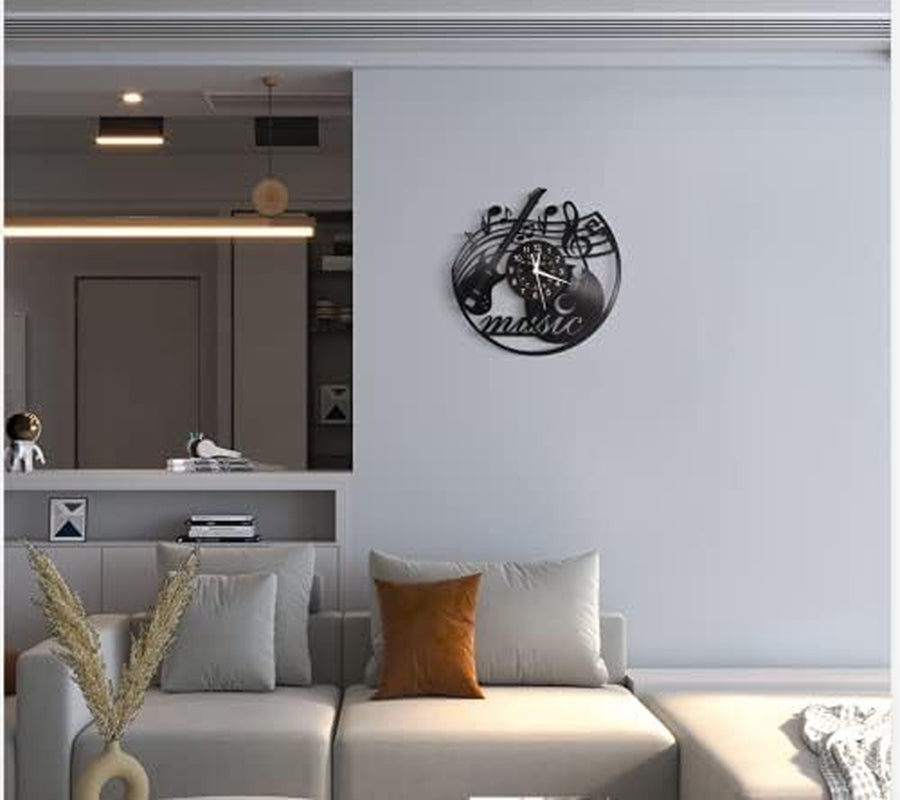 Music Vinyl Record Wall Clock, Music Room Decoration, Music Theme Wall Clock. (Music A)