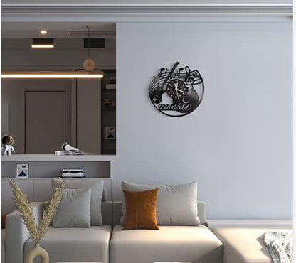 Music Vinyl Record Wall Clock, Music Room Decoration, Music Theme Wall Clock. (Music A)
