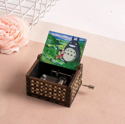 2025 HOT NEW Good Play Toy Wooden Painted Music Box, Totoro Music Gift, Ornament, Light Luxury Wooden Hand Cranked Music Box