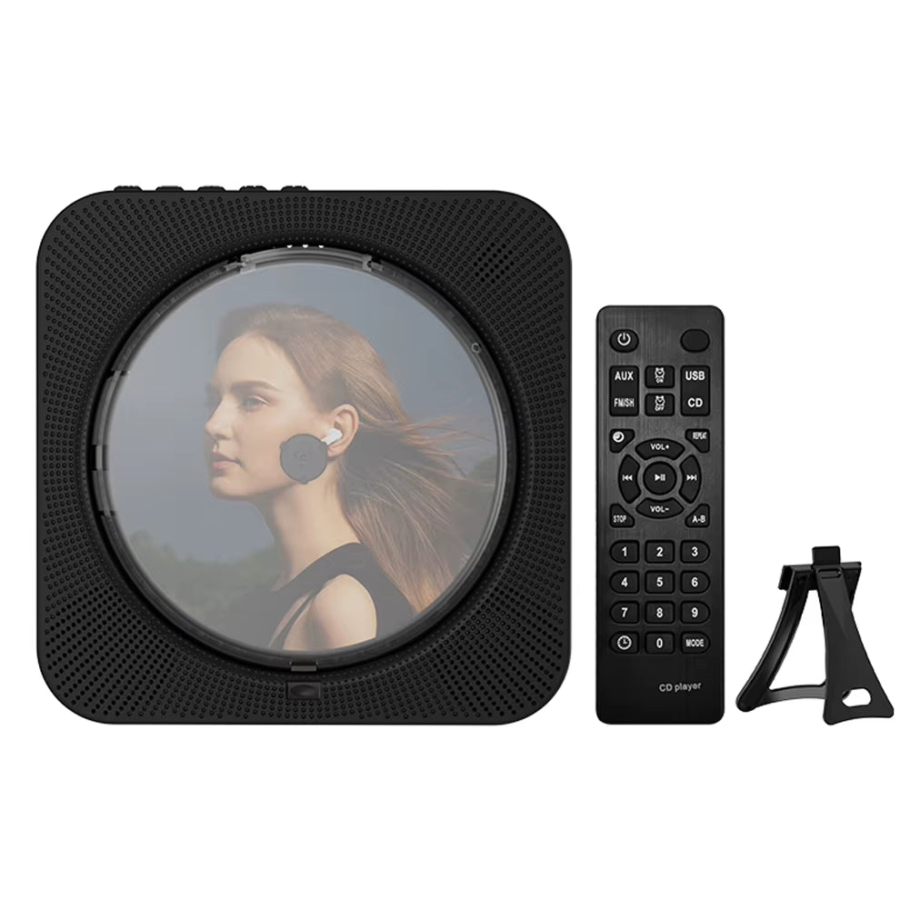 Portable CD Music Player Wall Mounted Bluetooth-Compatible 5.1 Music Player LED Display 3.5Mm Music Player FM Radio with Bracket