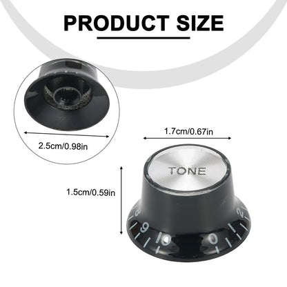 4Pcs Aluminum Guitar Tone and Volume Speed Control Knobs Silver Silver Top Hat Bell for GB LP SG Electric Guitar Accessories