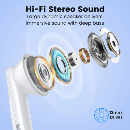 Wireless Earbuds, Bluetooth Headphones V5.4 Stereo Ear Buds with Noise Cancelling Mics, 60H Playback Mini Case with Dual LED Display, IP7 Waterproof In-Ear Earphones for Android Ios