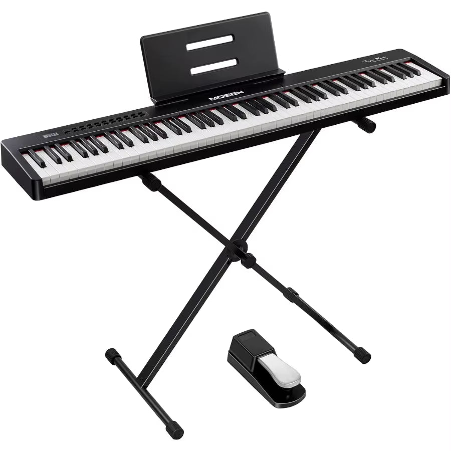 88Key Digital Piano Keyboard with Semiweighted Keys for Realistic Piano Playing Experience Featuring Double Keyboard Design LED
